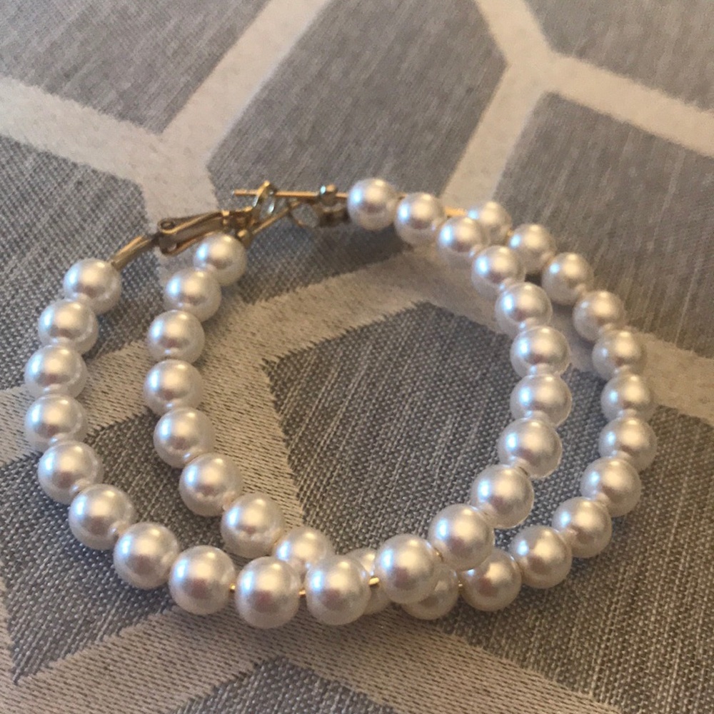 Pearl hoop earrings